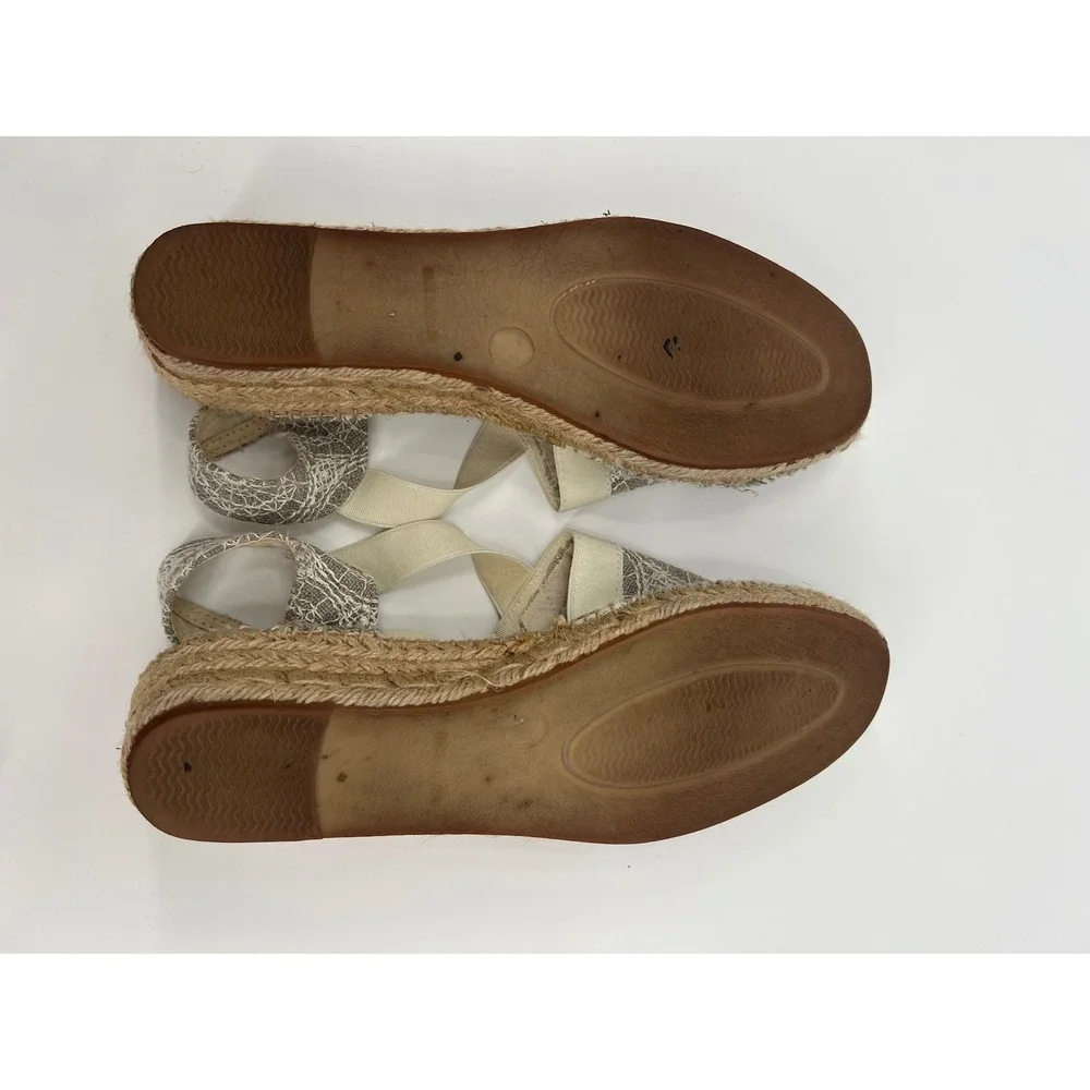 Toni Pons Origens Grey Lace Embroidered Espadrille Wedge Sandals Size 38 Spain